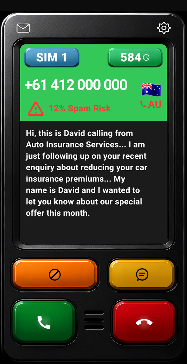 Live transcript as the caller speaks
