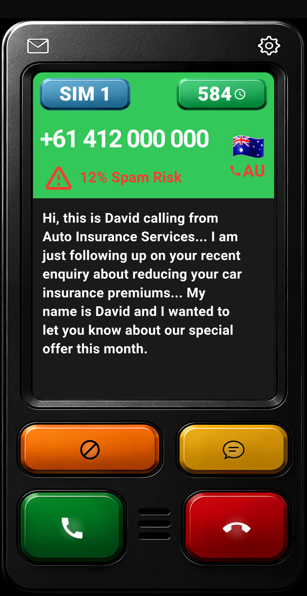 Live transcript as the caller speaks