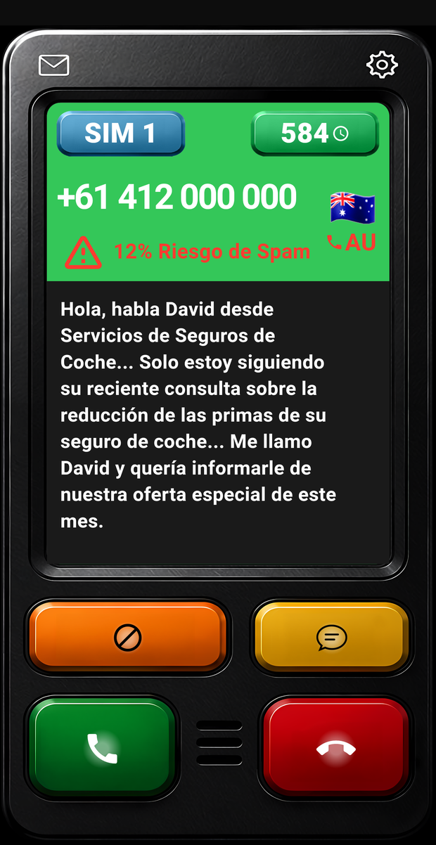 Transcripción en vivo mientras habla la persona que llama