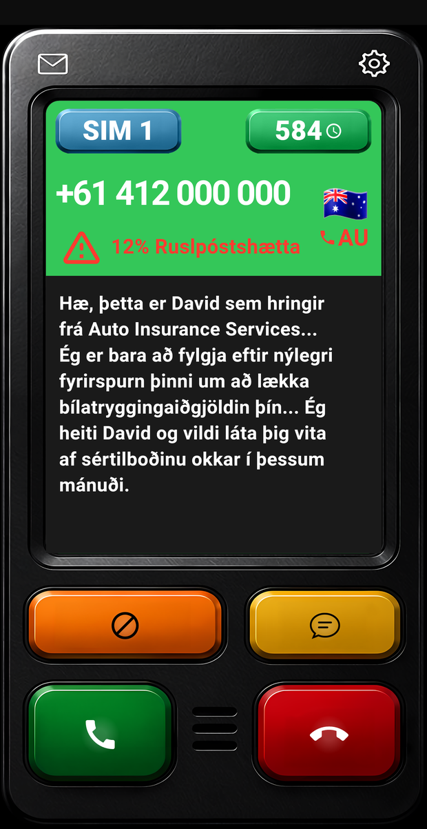Lifandi uppskrift eins og sá sem hringir talar