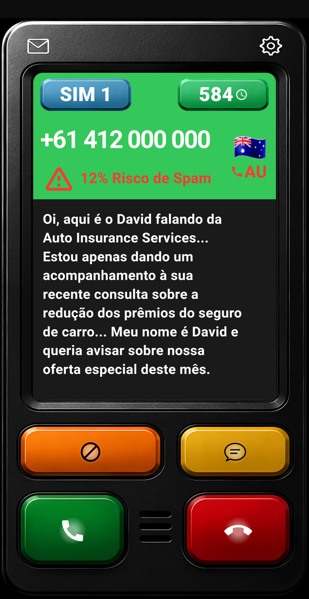 Transcrição ao vivo enquanto o chamador fala